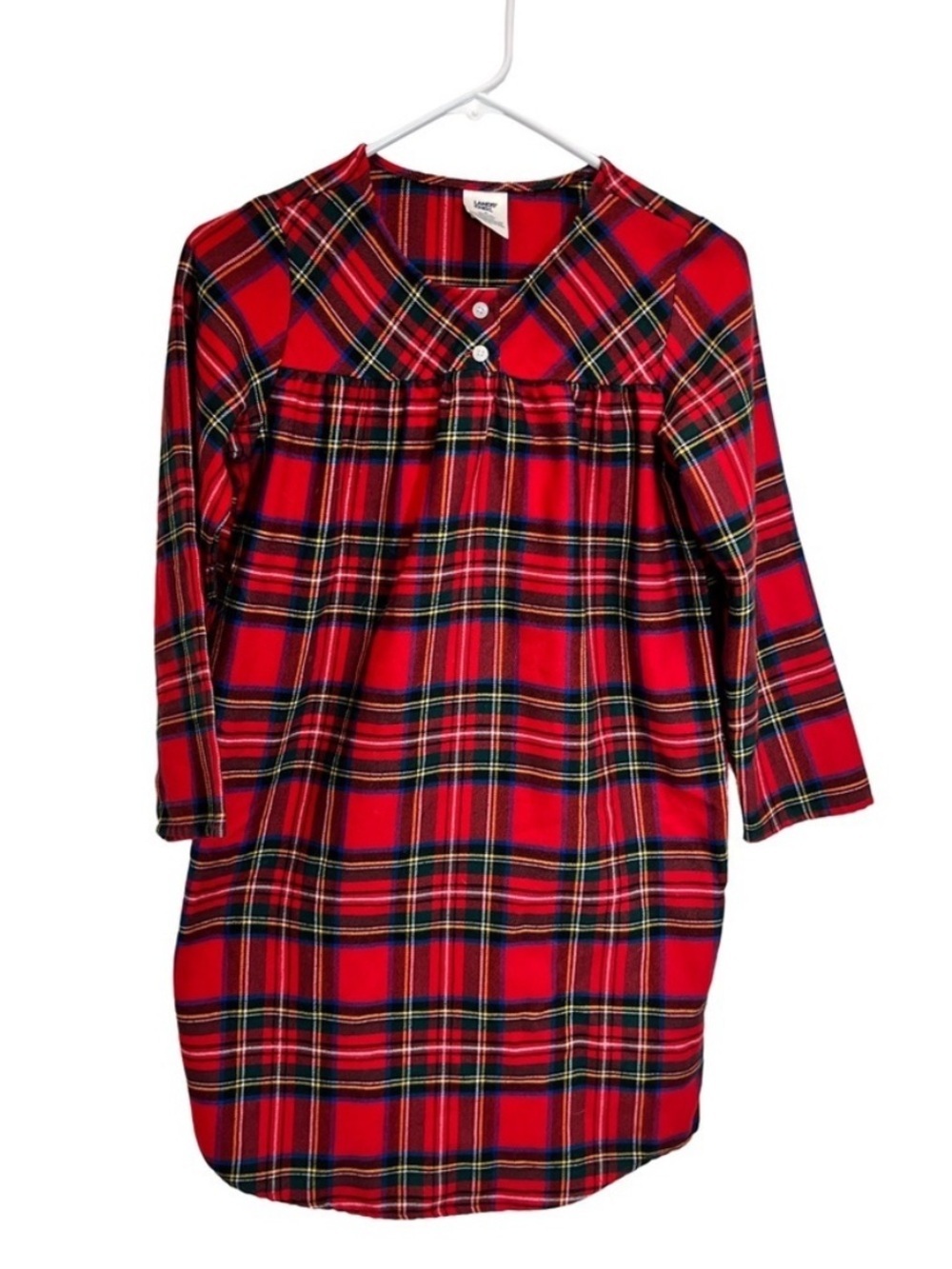 Lands End Red Plaid Nightgown Kids Size 10 Flannel Pajamas